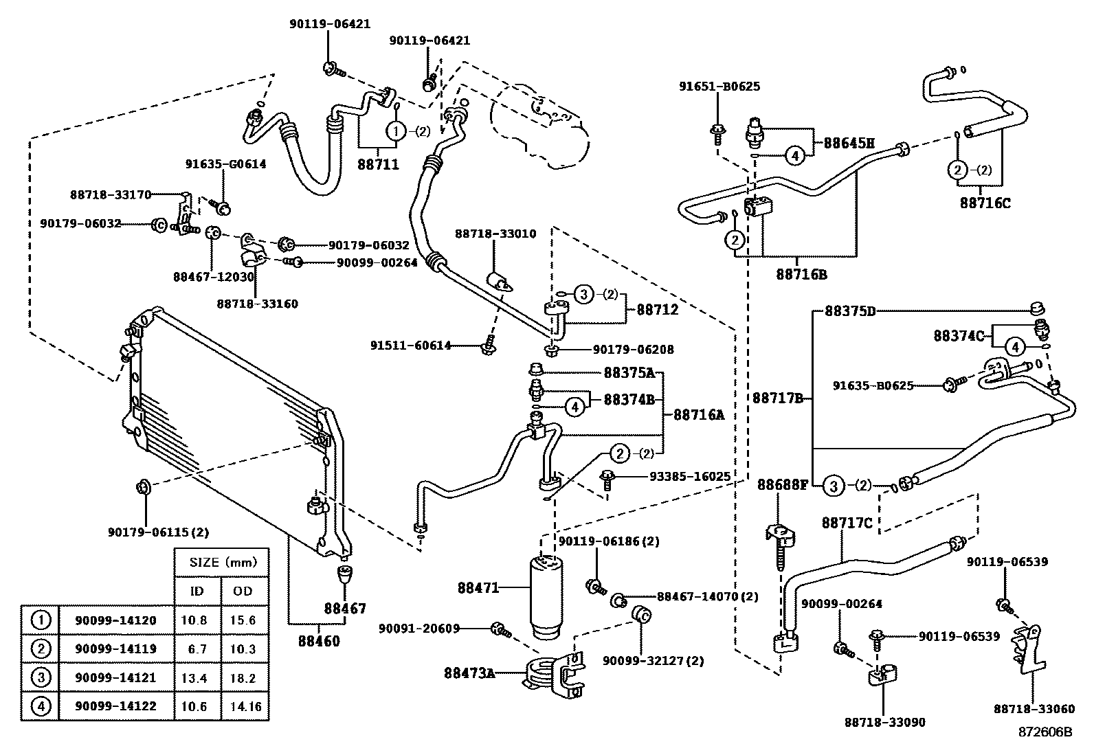 Toyota CAMRY Heating & Air Conditioning - Cooler Piping EPC diagram — 872606B