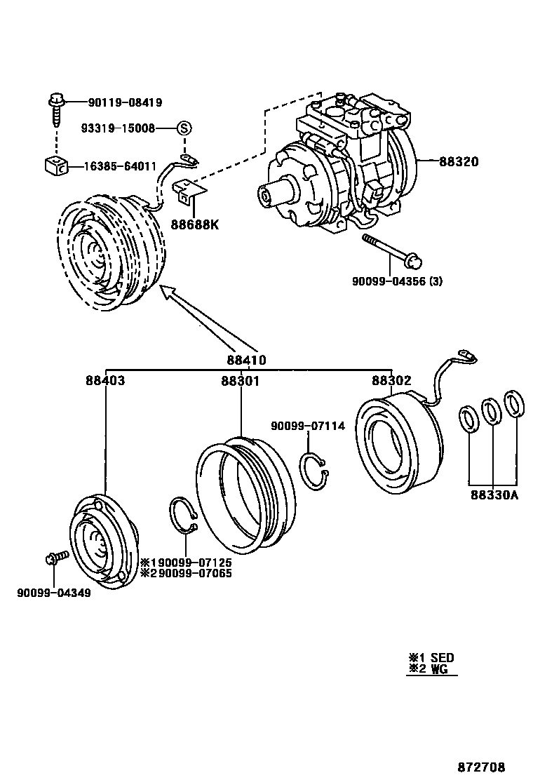 Toyota CAMRY Heating & Air Conditioning - Compressor EPC diagram — 872708