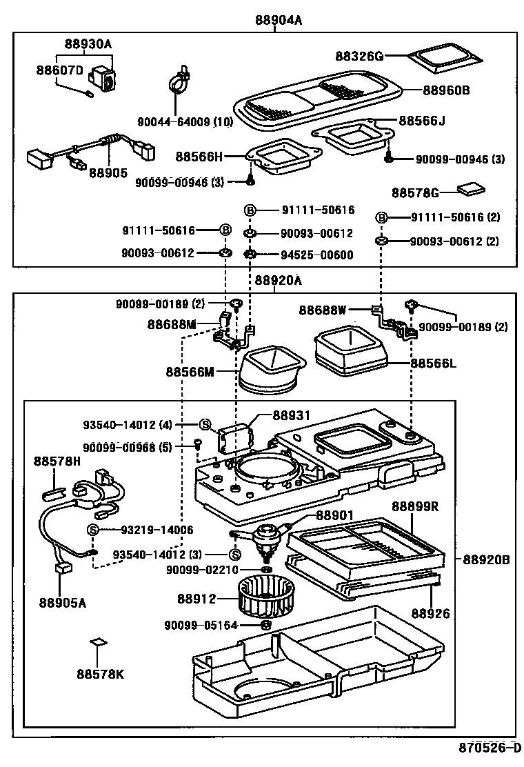 Toyota CAMRY 空气净化器或离子发生器 EPC diagram — 870526D