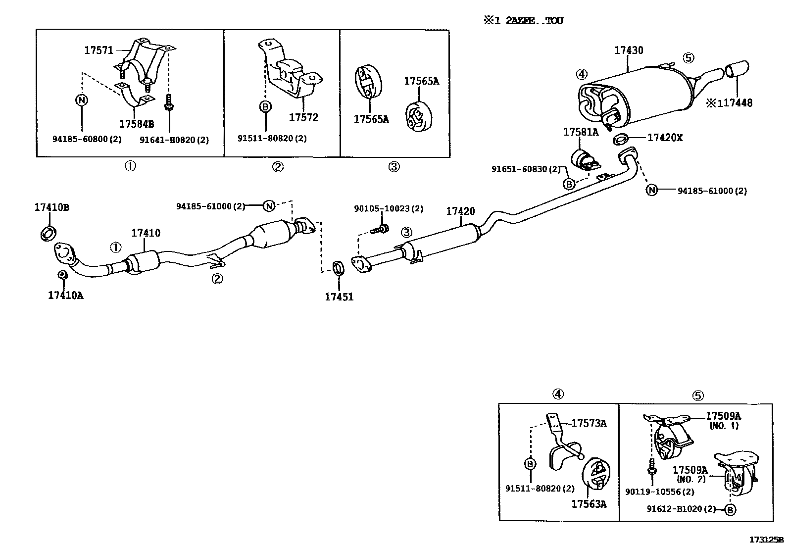 Toyota CAMRY Exhaust Pipe EPC diagram — 173125B