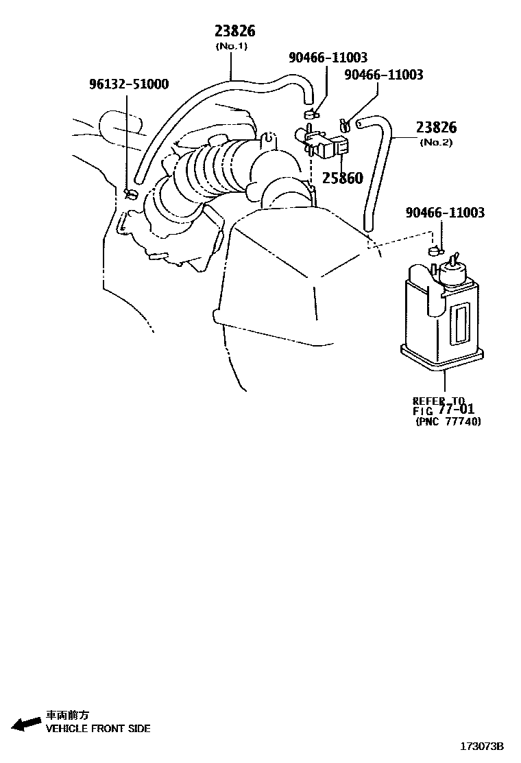 Toyota CAMRY vacuum tube EPC diagram — 173073B