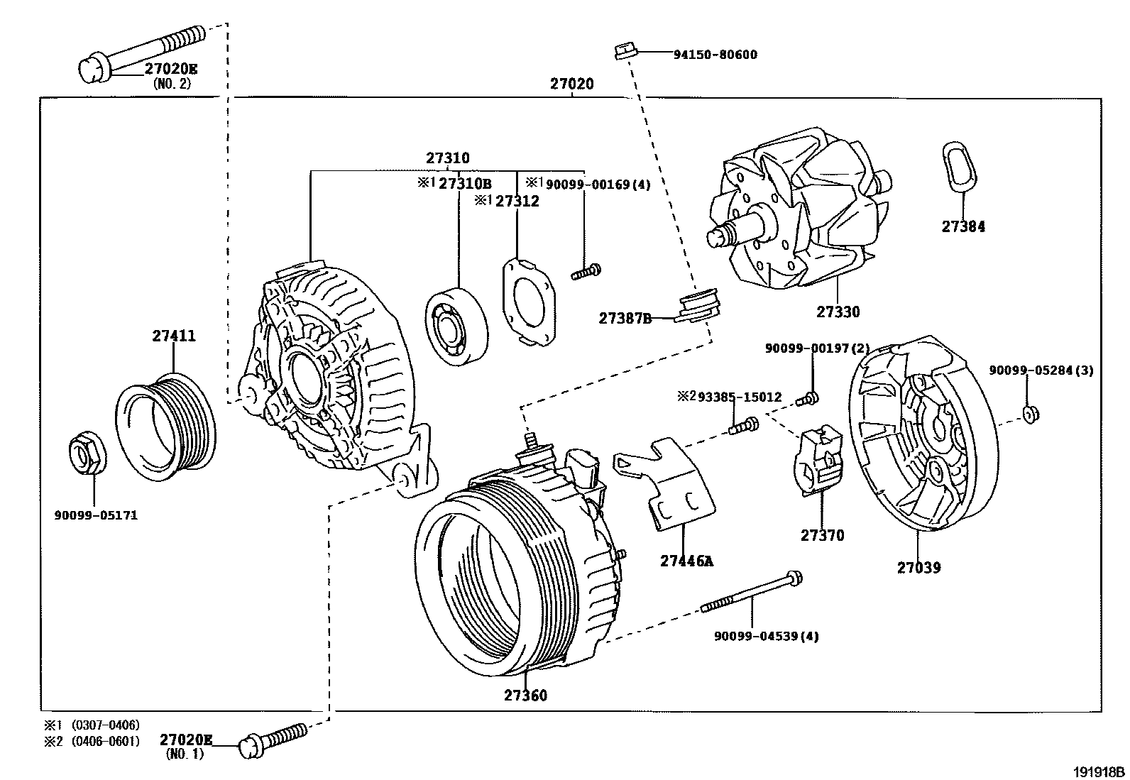 Toyota CAMRY Alternator EPC diagram — 191918B