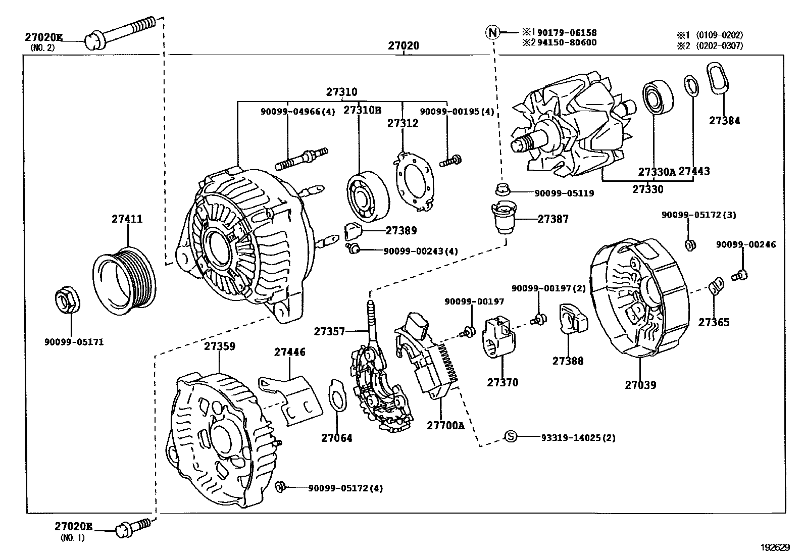 Toyota CAMRY Alternator EPC diagram — 192629