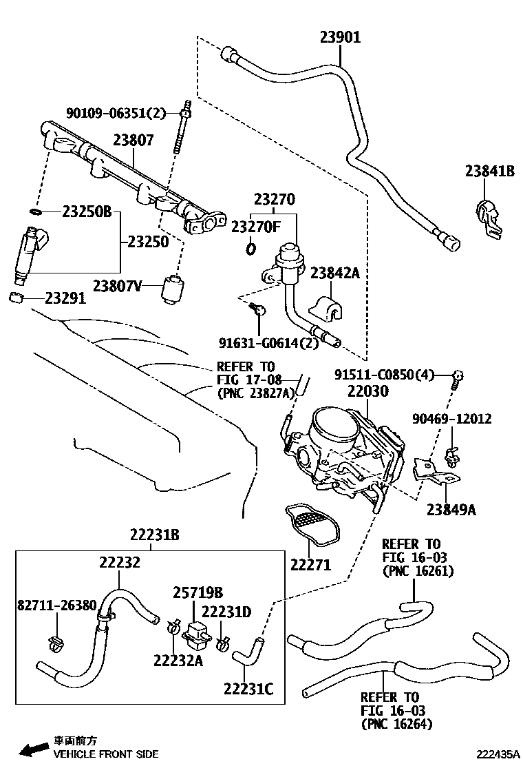 Toyota CAMRY 燃油喷射系统 EPC diagram — 222435A