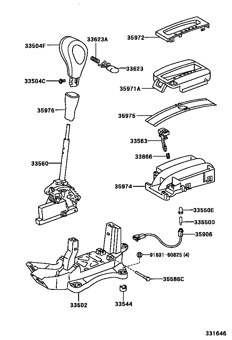 Toyota CAMRY Shift Lever & Retainer EPC diagram — 331646