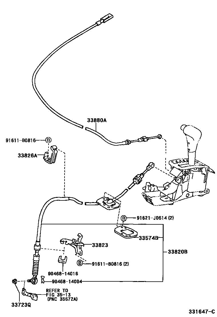 Toyota CAMRY Shift Lever & Retainer EPC diagram — 331647C