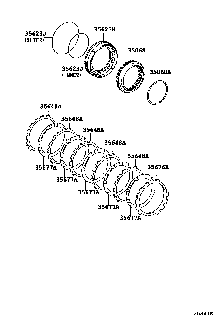 Toyota CAMRY 3号制动器、一档和倒档制动器(ATM) EPC diagram — 353318