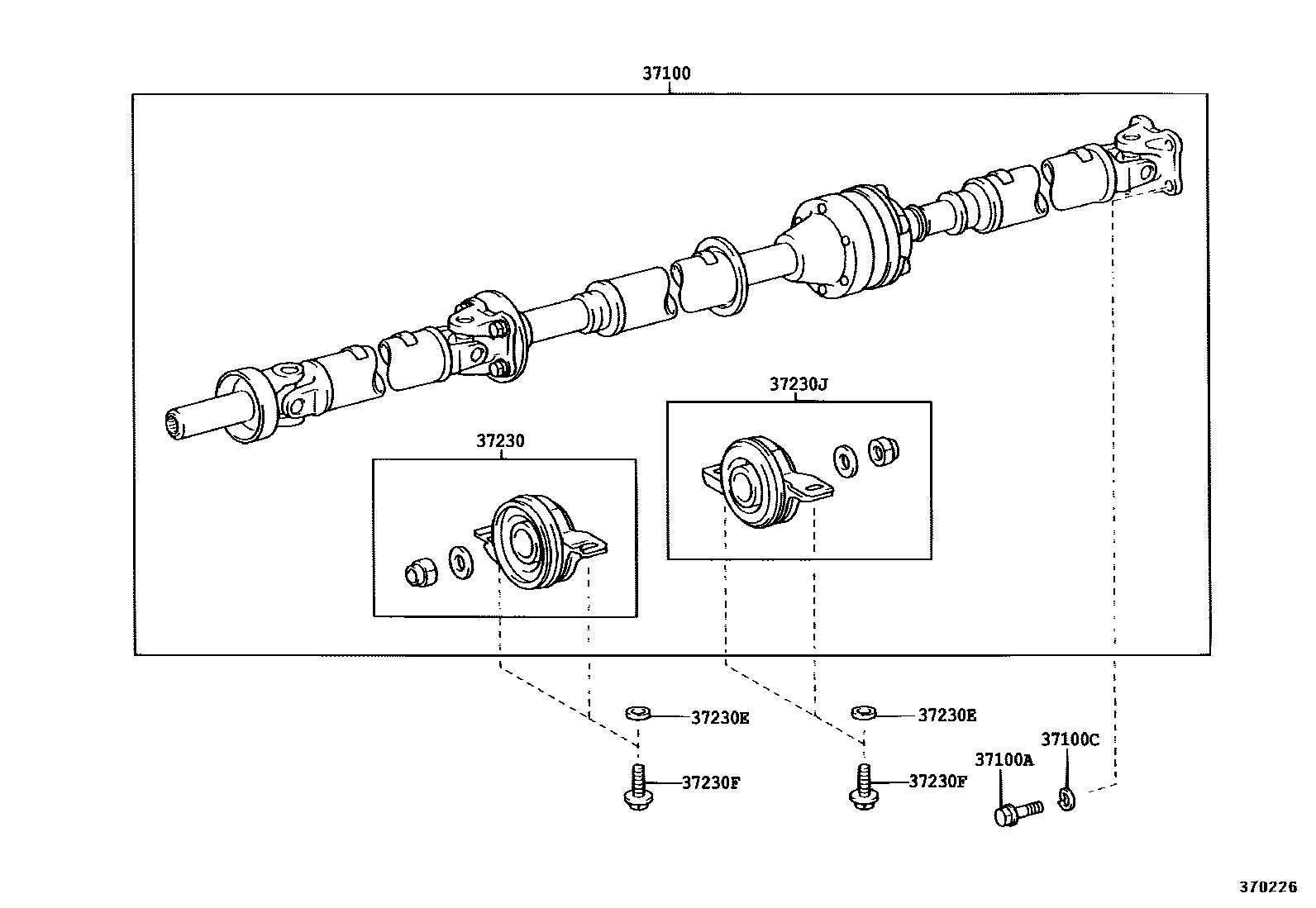 Toyota CAMRY Propeller Shaft & Universal Joint EPC diagram — 370226