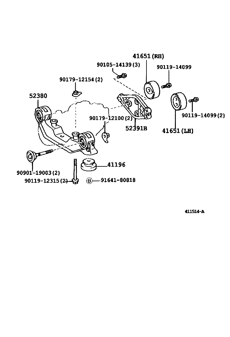 Toyota CAMRY 后桥壳和差速器 EPC diagram — 411514A