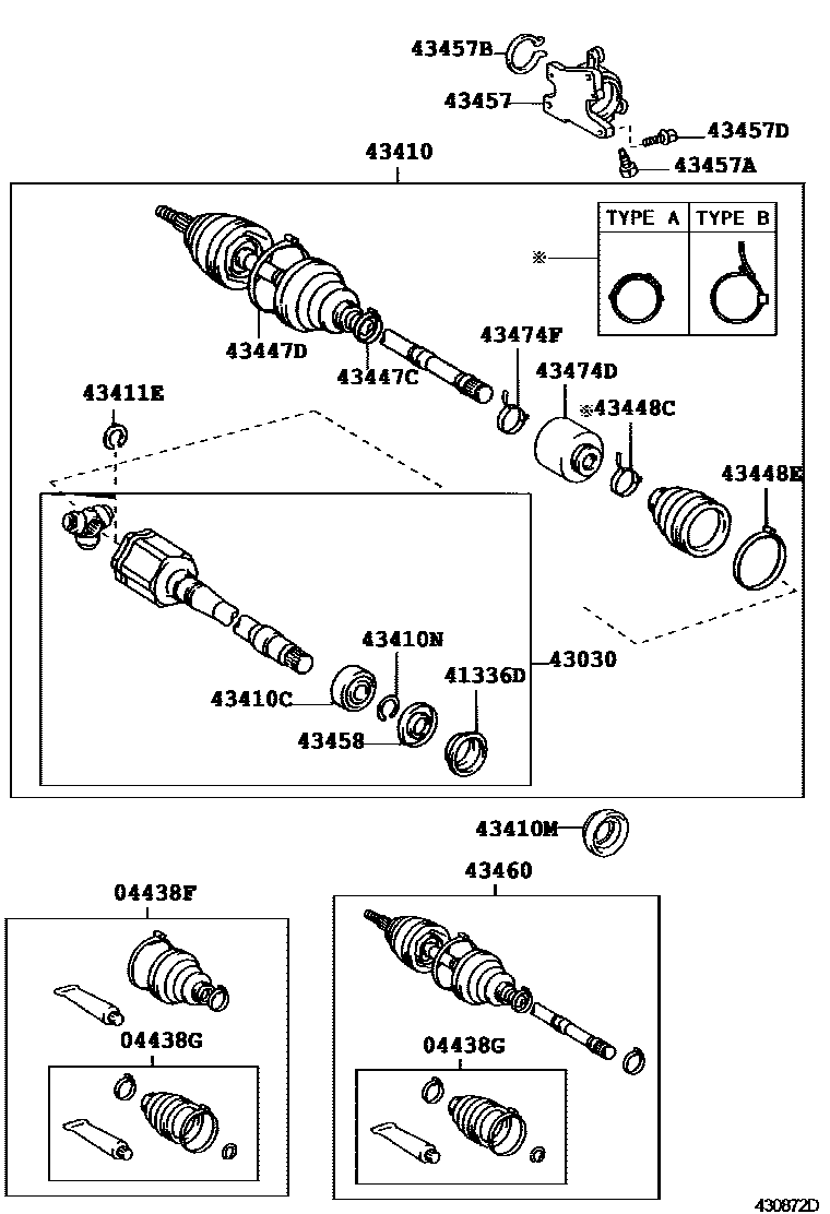 Toyota CAMRY Front Drive Shaft EPC diagram — 430872D