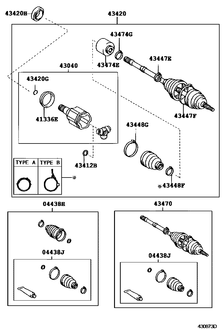 Toyota CAMRY Front Drive Shaft EPC diagram — 430873D