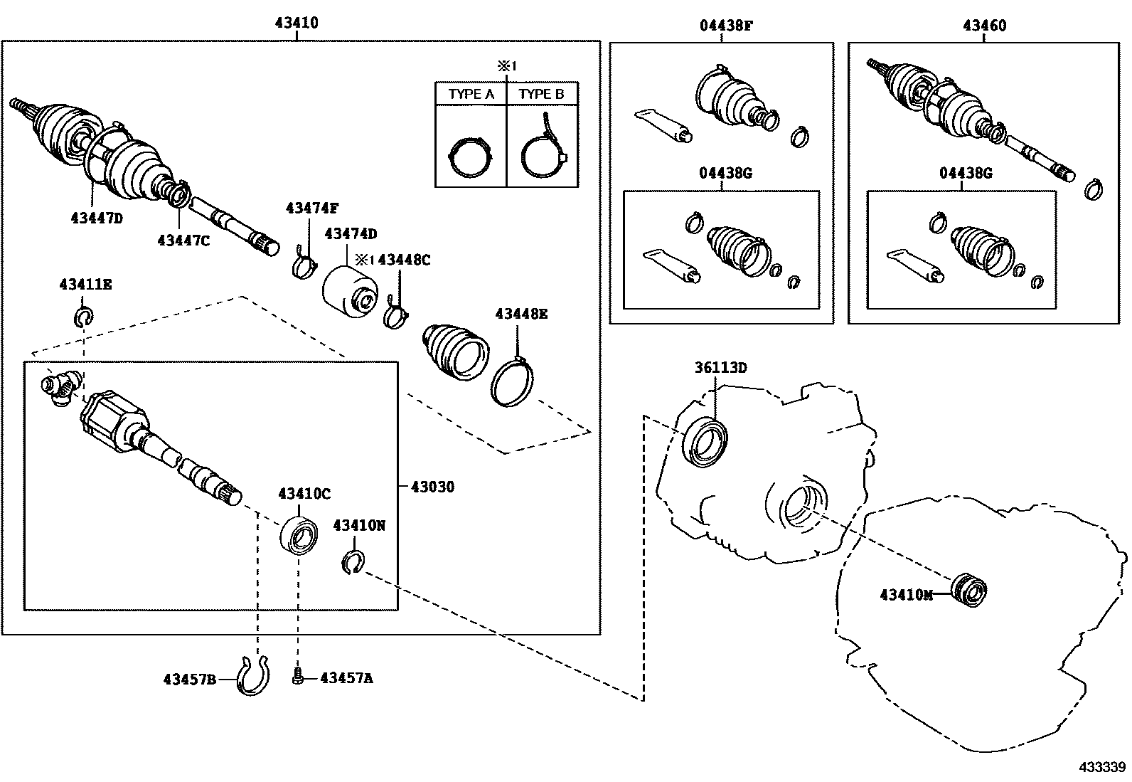 Toyota CAMRY Front Drive Shaft EPC diagram — 433339
