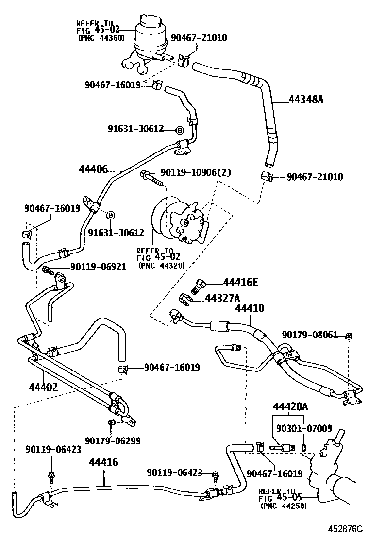 Toyota CAMRY 动力转向配管 EPC diagram — 452876C