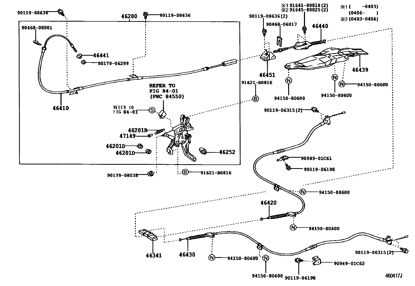 Toyota CAMRY Parking Brake & Cable EPC diagram — 460417J