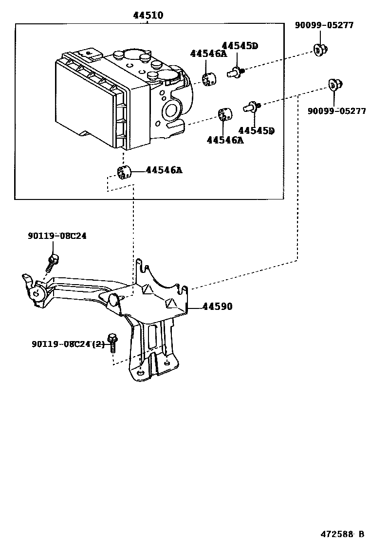 Toyota CAMRY 制动配管和卡箍 EPC diagram — 472588B