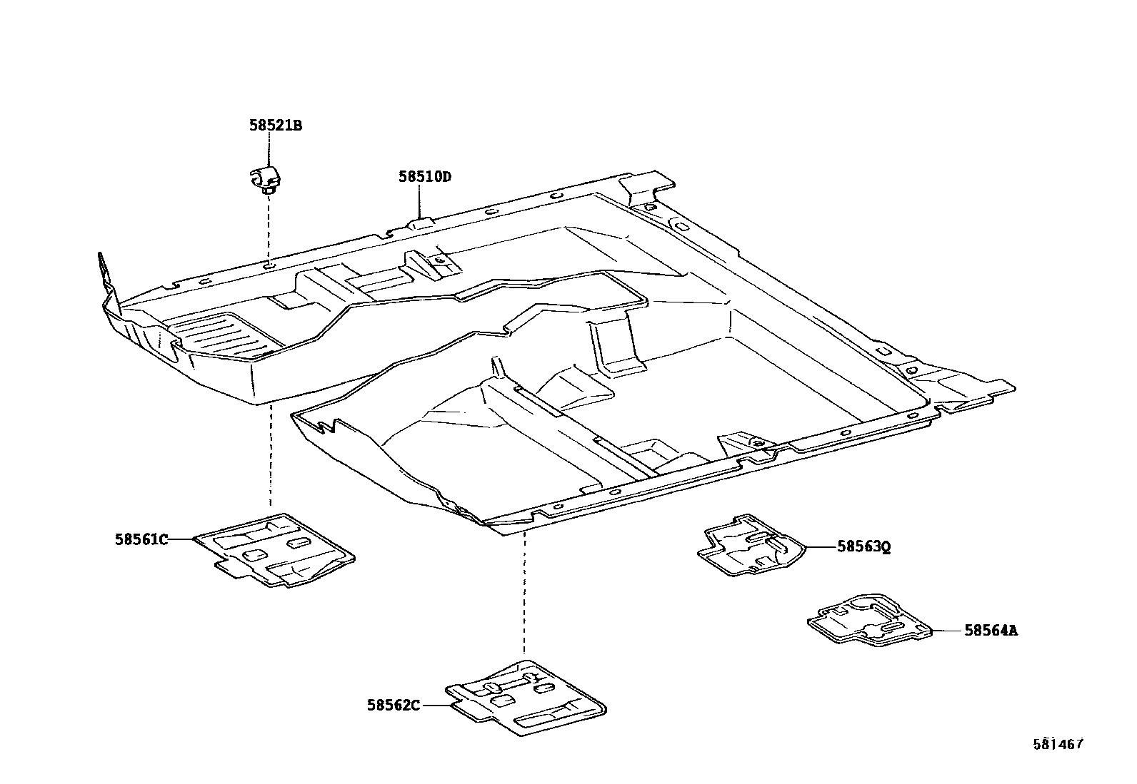 Toyota CAMRY 地板垫和地毯 EPC diagram — 581467