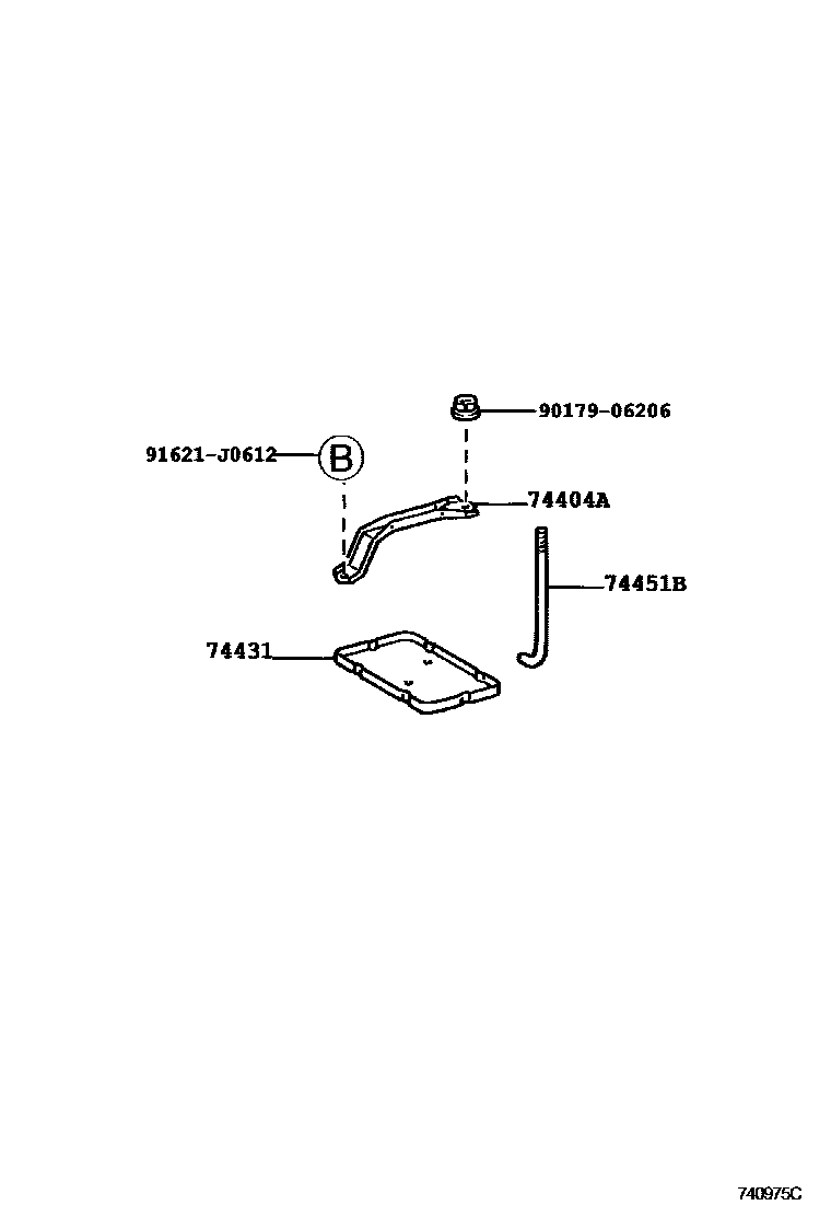 Toyota CAMRY battery holder EPC diagram — 740975C