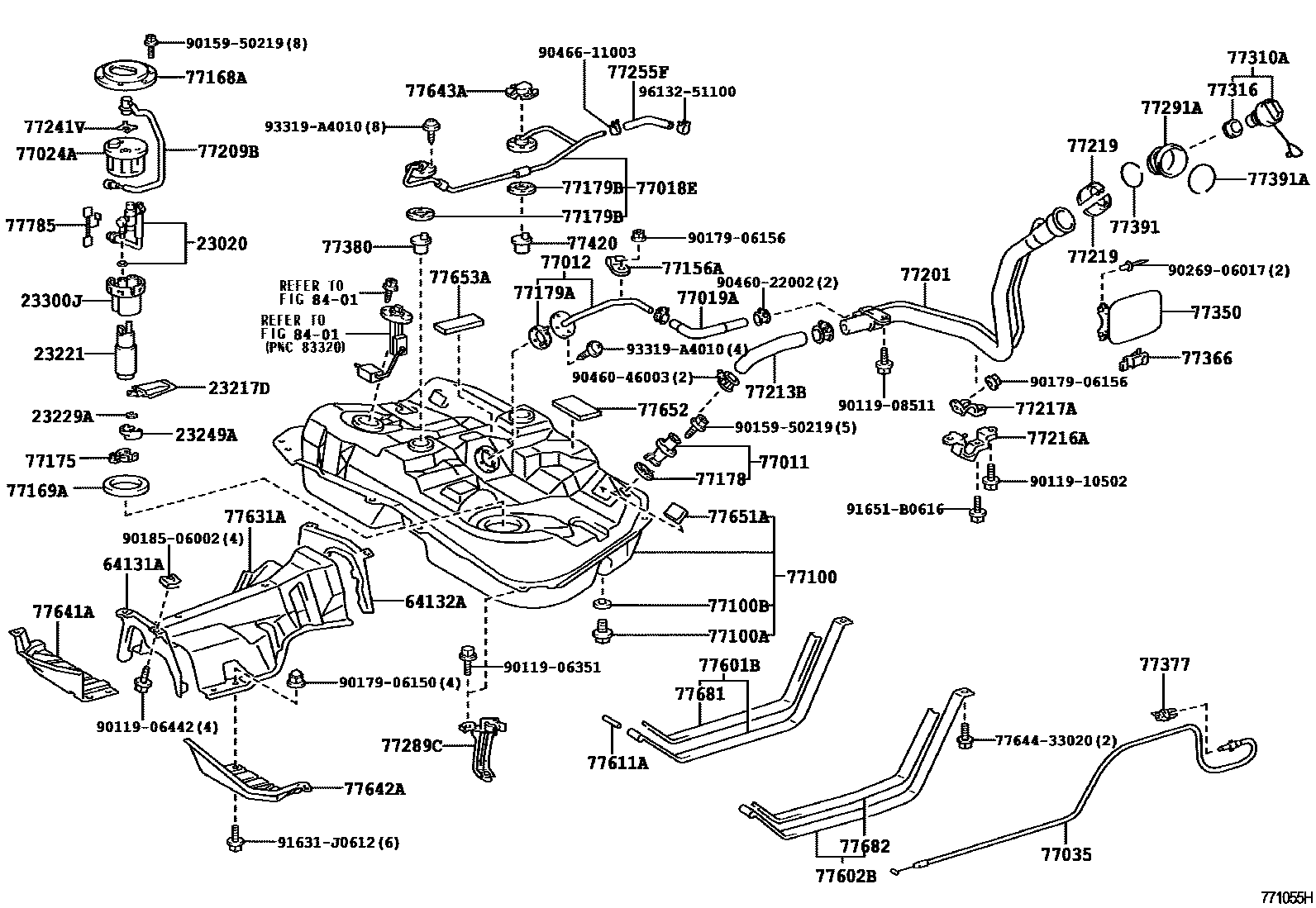 Toyota CAMRY 燃油箱和燃油管 EPC diagram — 771055H