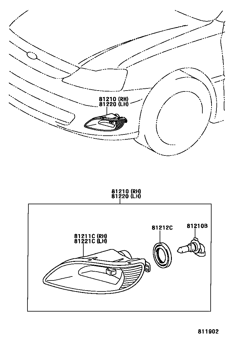 Toyota CAMRY Fog Lamp EPC diagram — 811902