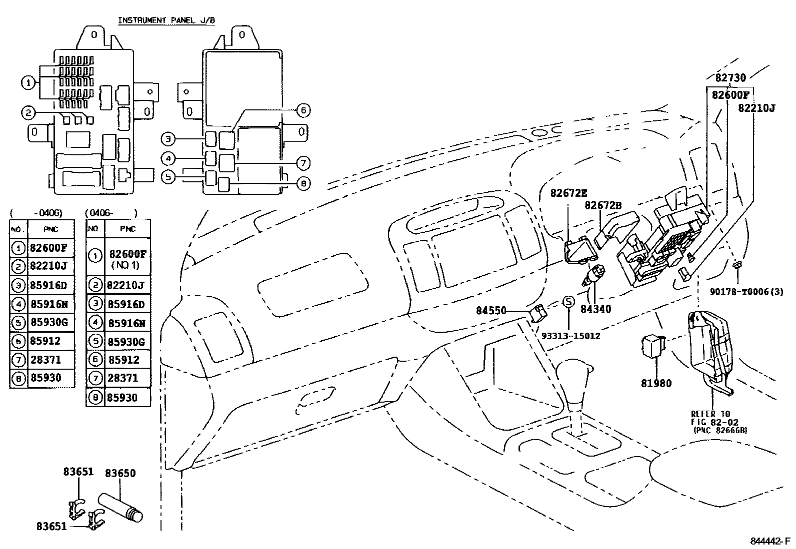 Toyota CAMRY 开关和继电器和ECU EPC diagram — 844442F