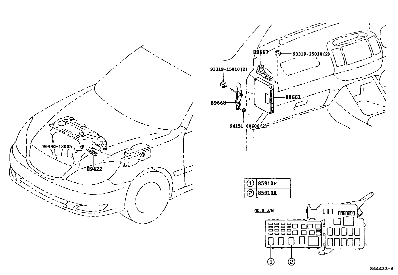 Toyota CAMRY 电子燃油喷射系统 EPC diagram — 844433A