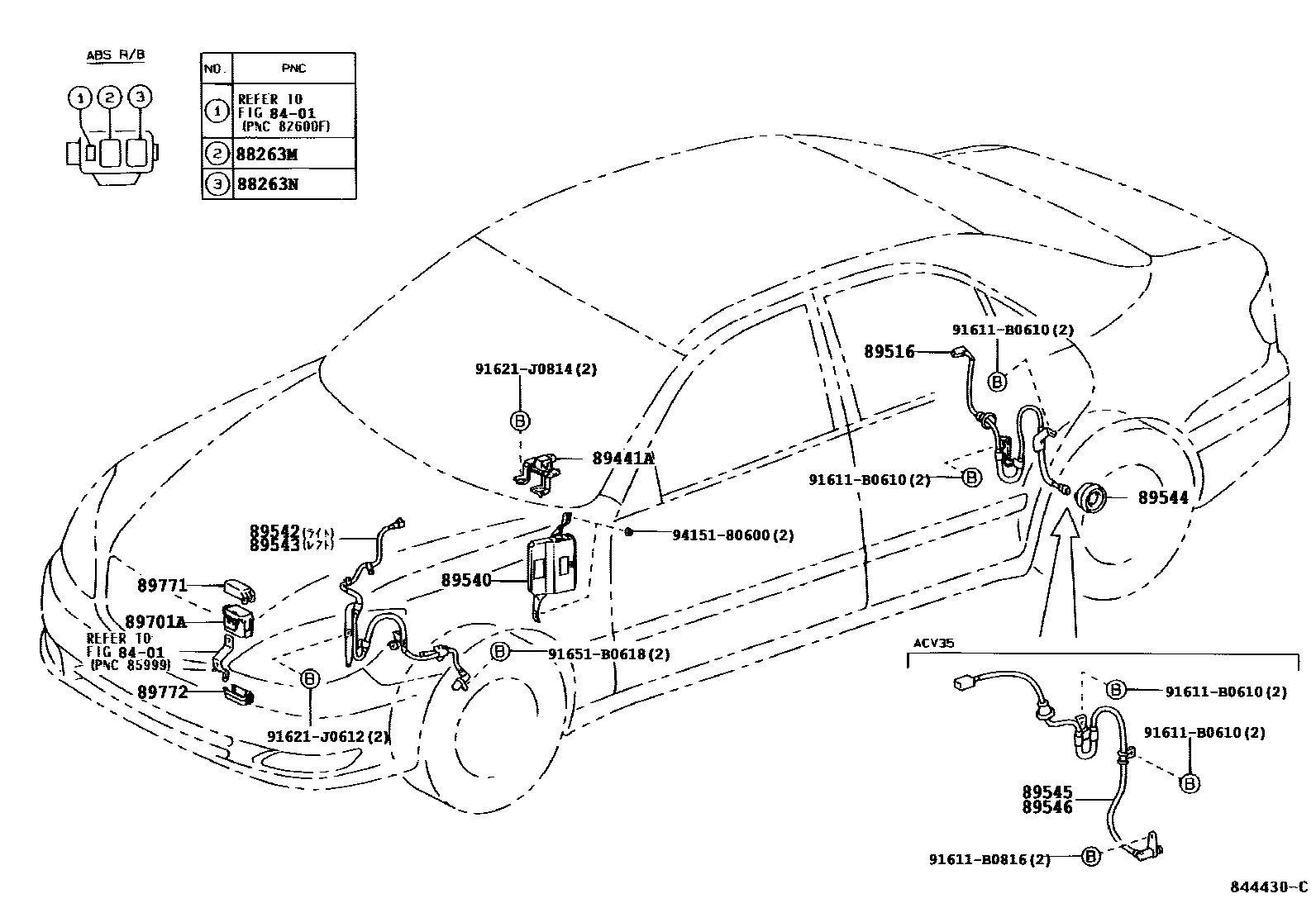 Toyota CAMRY ABS 和 VSC EPC diagram — 844430C