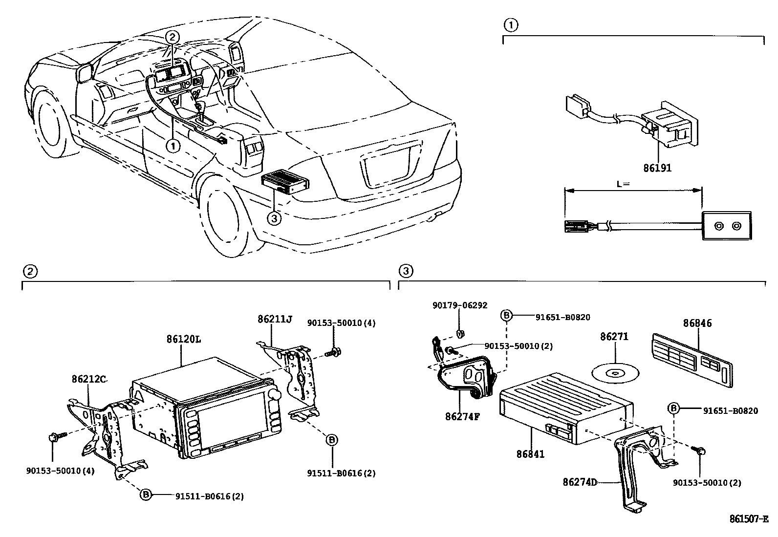 Toyota CAMRY 导航和前监视器显示屏 EPC diagram — 861507E