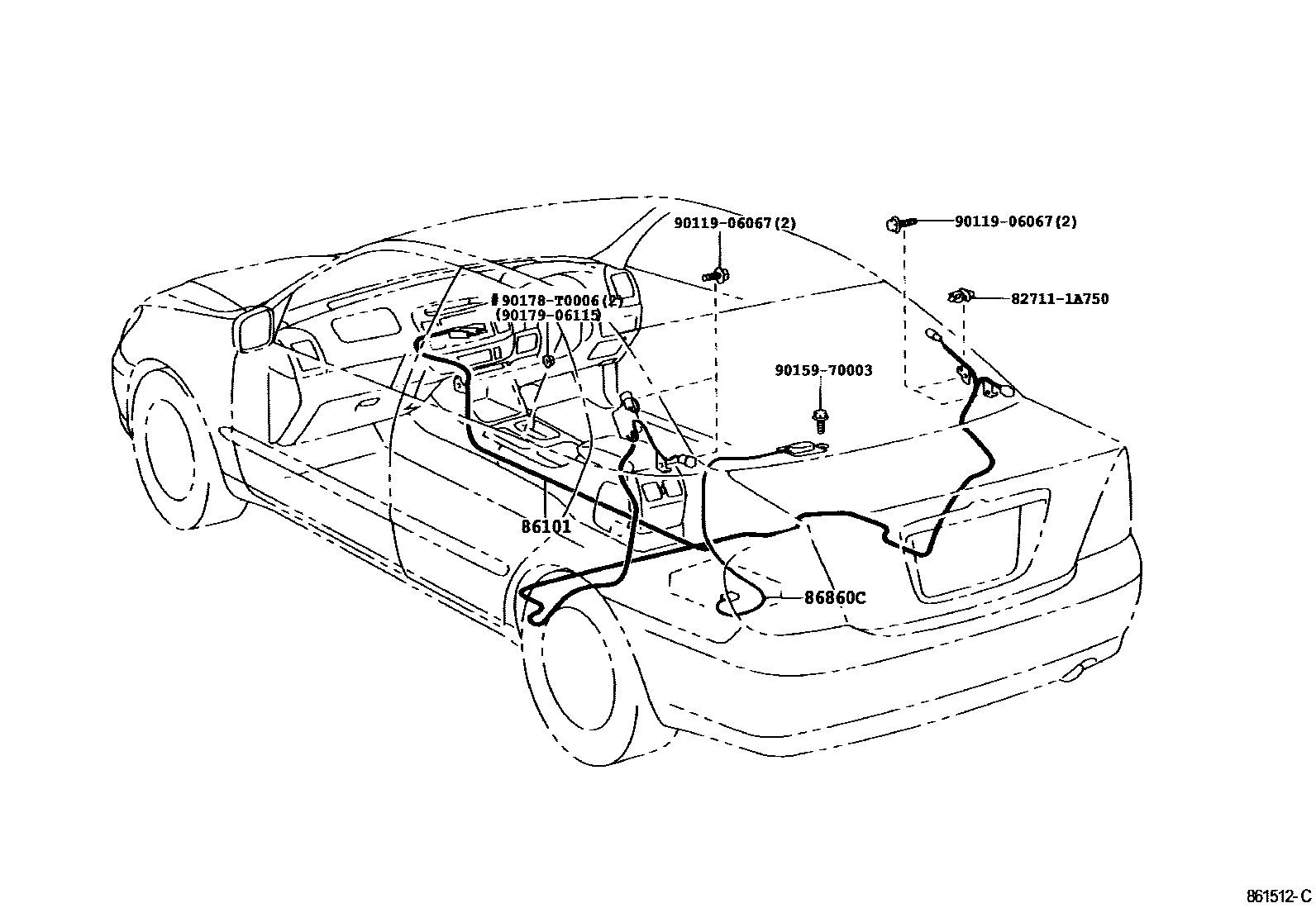 Toyota CAMRY antenna EPC diagram — 861512C