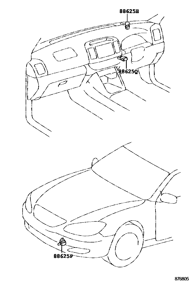 Toyota CAMRY 暖风和空调系统 - 控制器和风管 EPC diagram — 876805