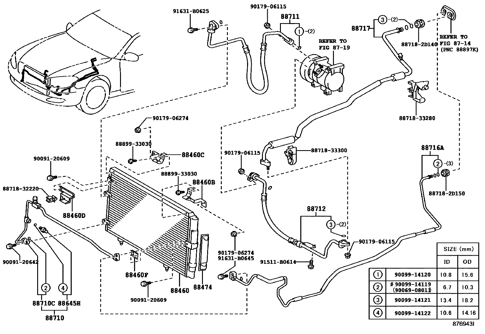 Toyota CAMRY Heating & Air Conditioning - Cooler Piping EPC diagram — 876943I