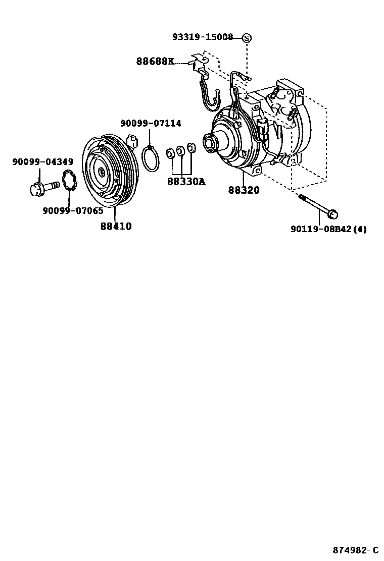 Toyota CAMRY Heating & Air Conditioning - Compressor EPC diagram — 874982C