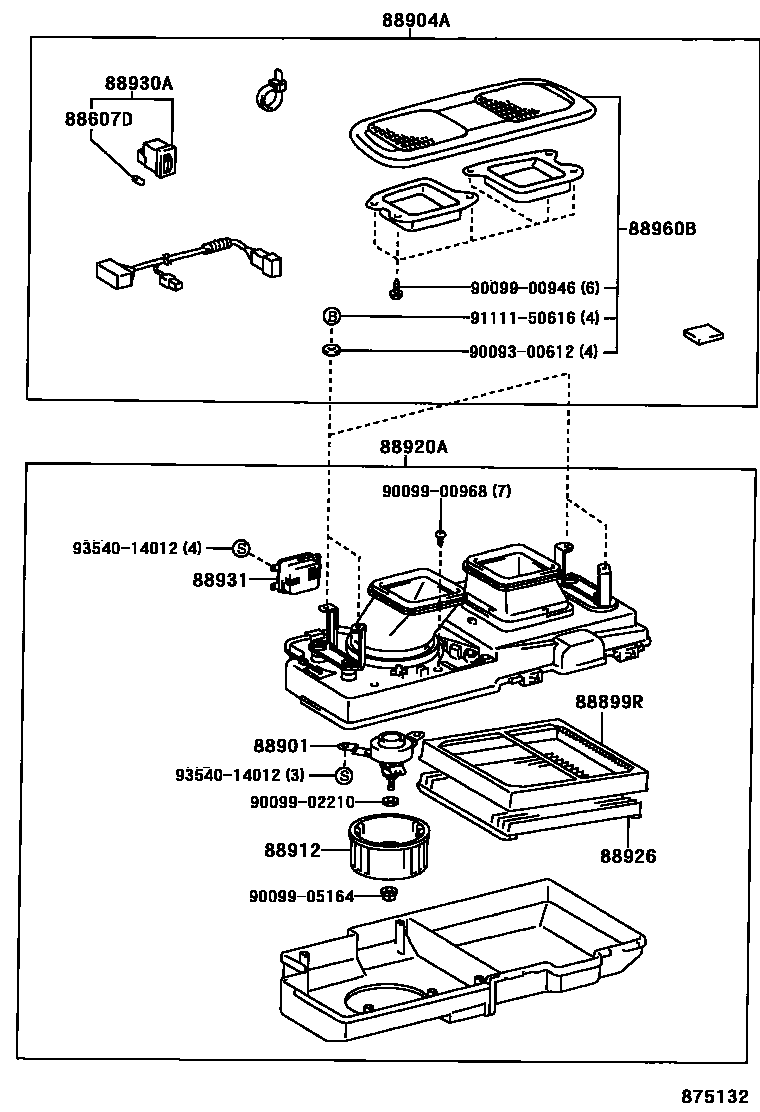 Toyota CAMRY 空气净化器或离子发生器 EPC diagram — 875132