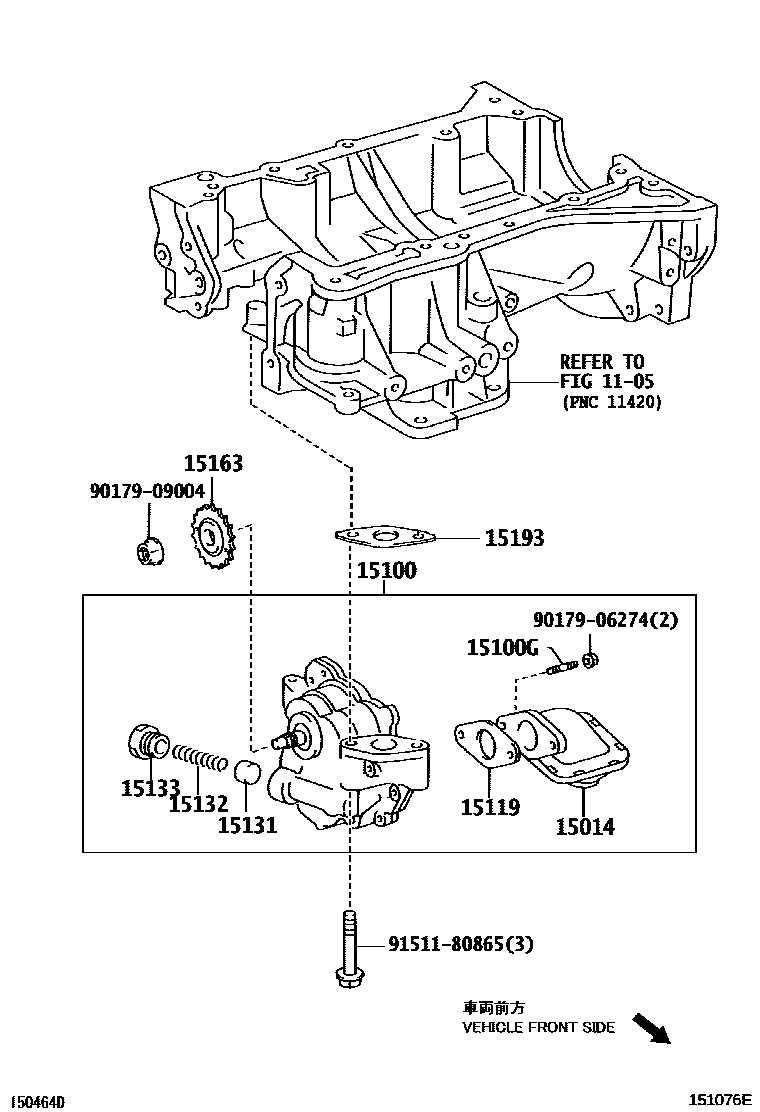 Toyota CAMRY Engine Oil Pump EPC diagram — 151076E