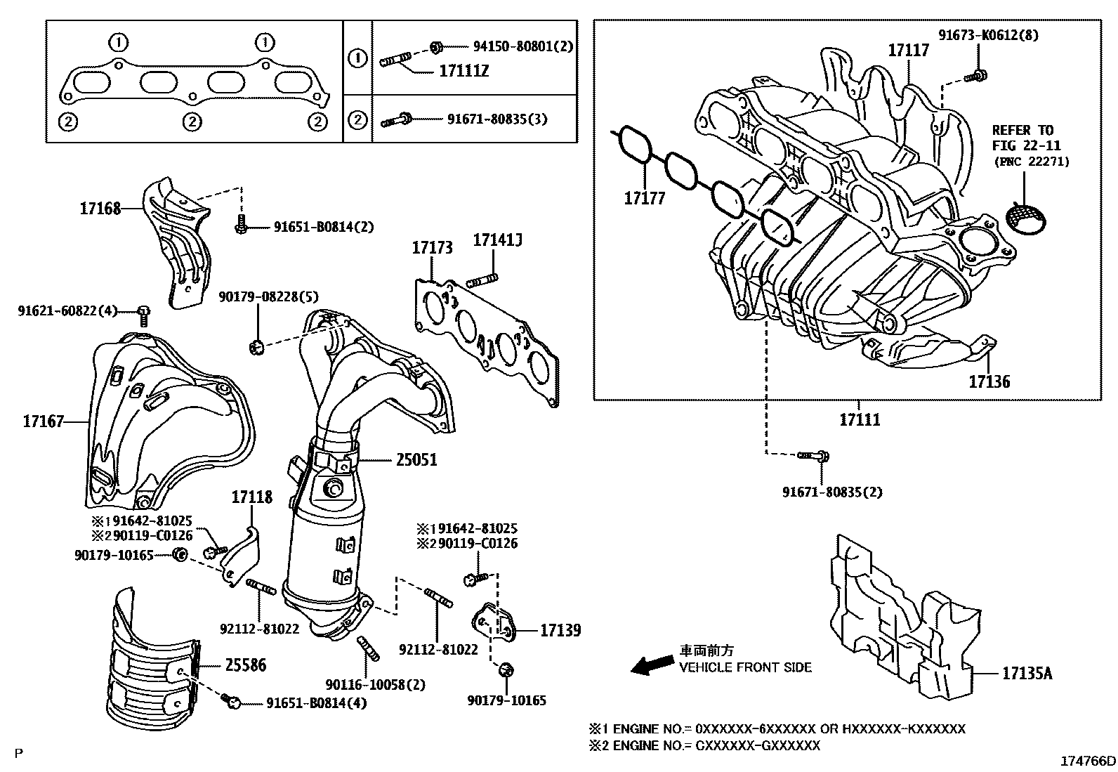 Toyota CAMRY Manifold EPC diagram — 174766D
