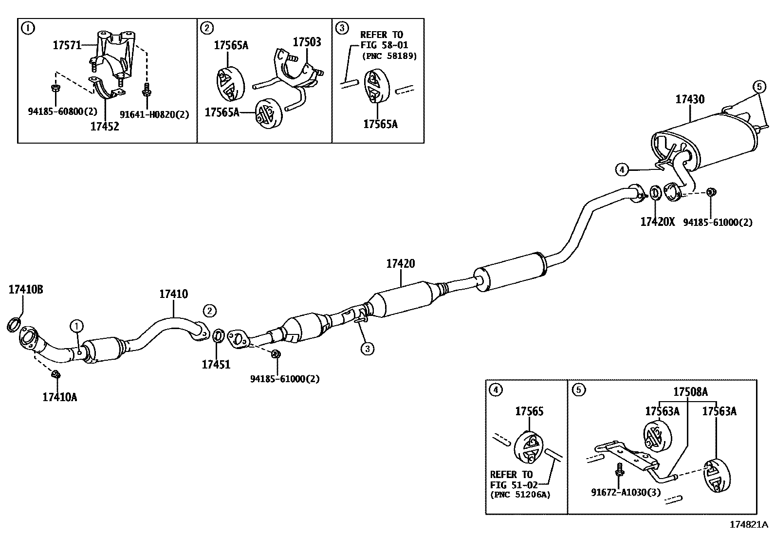 Toyota CAMRY Exhaust Pipe EPC diagram — 174821A