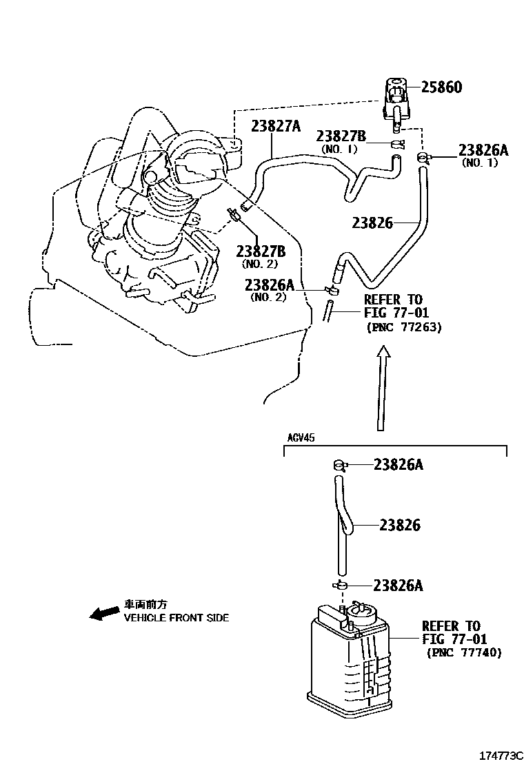 Toyota CAMRY vacuum tube EPC diagram — 174773C