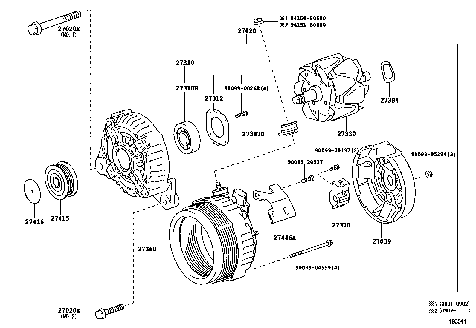 Toyota CAMRY Alternator EPC diagram — 193541