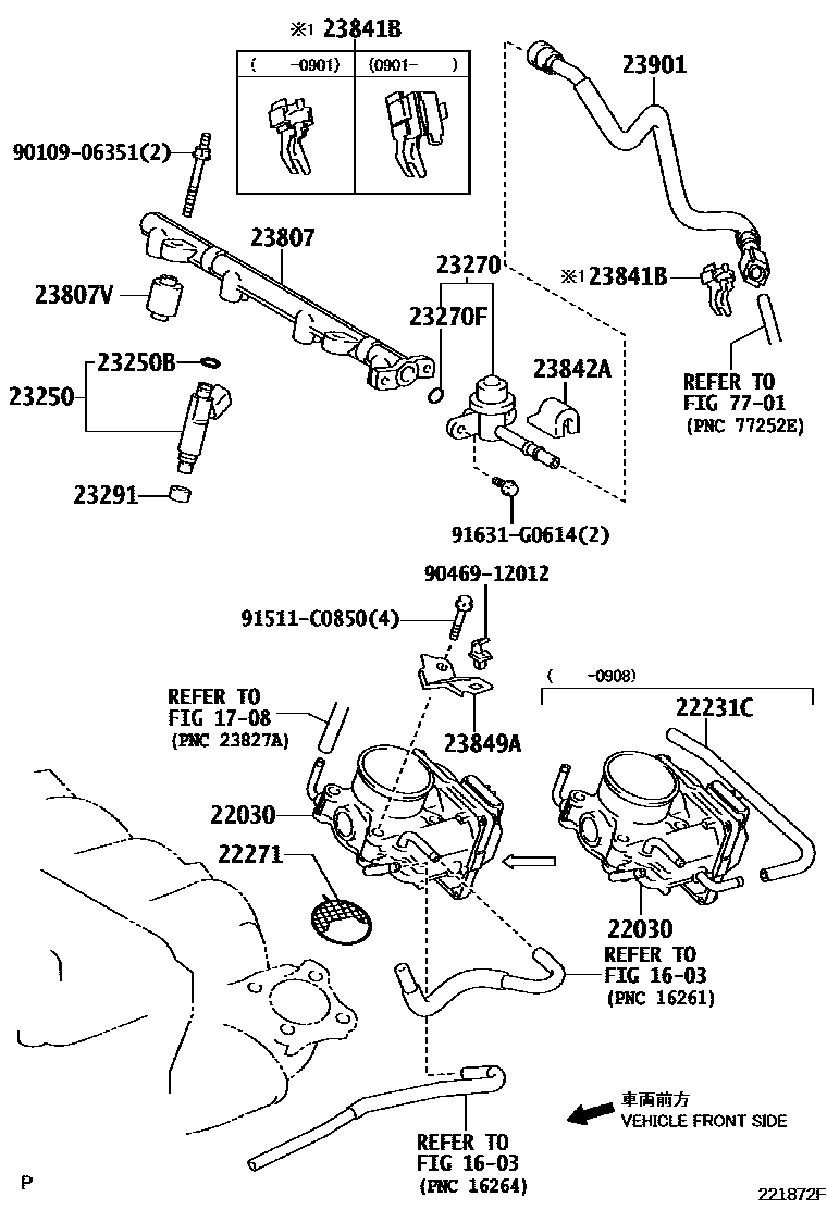 Toyota CAMRY 燃油喷射系统 EPC diagram — 221872F