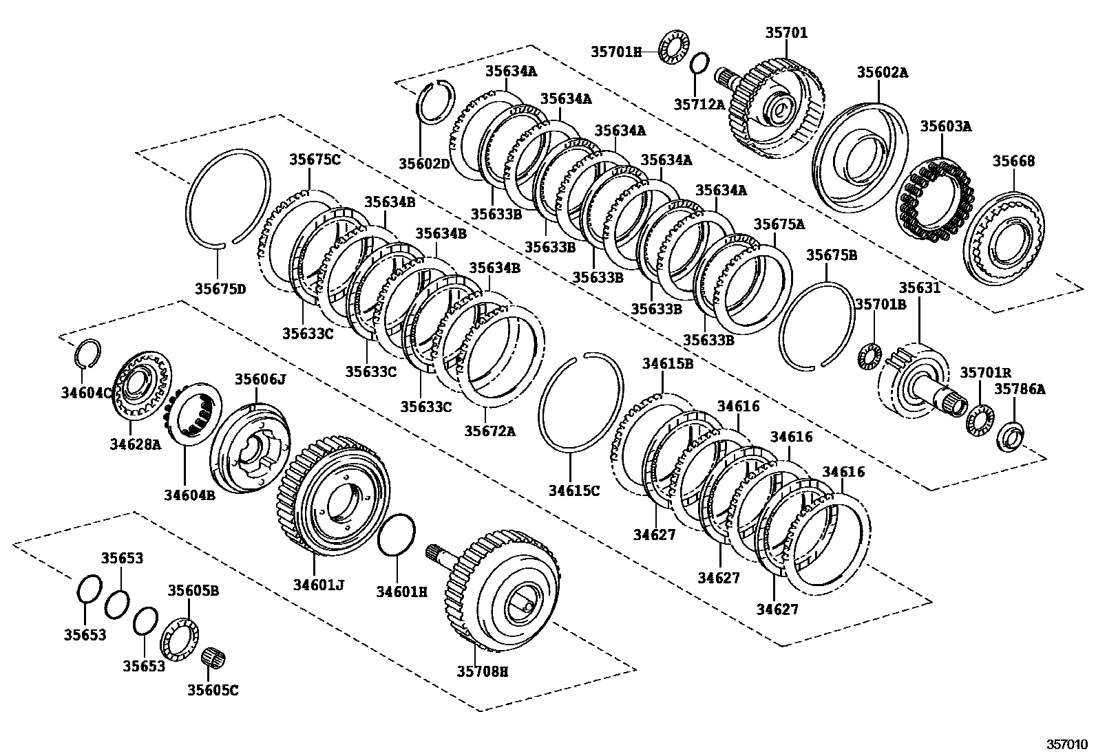 Toyota CAMRY 制动带和多片式离合器(ATM) EPC diagram — 357010