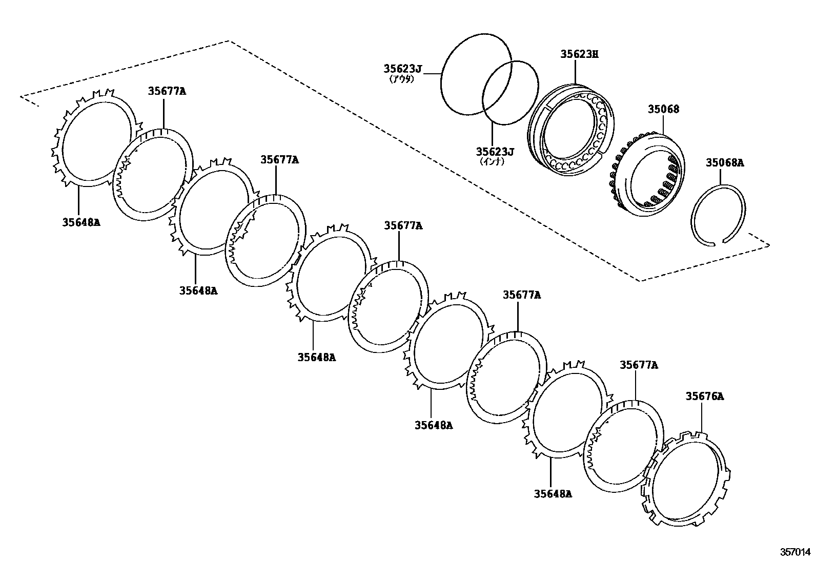 Toyota CAMRY 3号制动器、一档和倒档制动器(ATM) EPC diagram — 357014