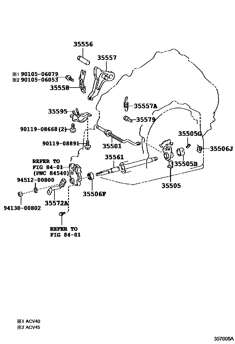Toyota CAMRY 节气阀连杆和阀杆(ATM) EPC diagram — 357005A