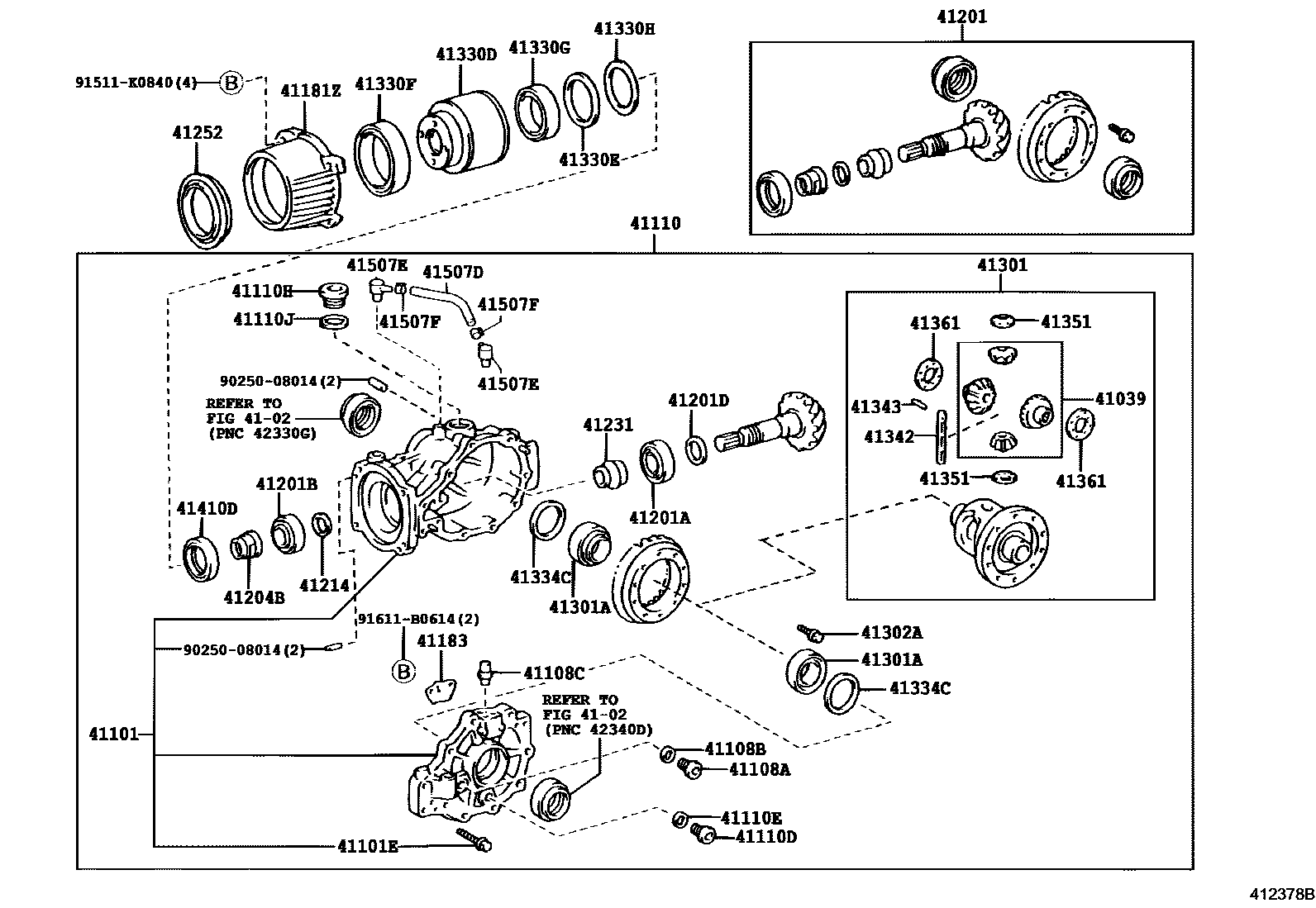 Toyota CAMRY 后桥壳和差速器 EPC diagram — 412378B