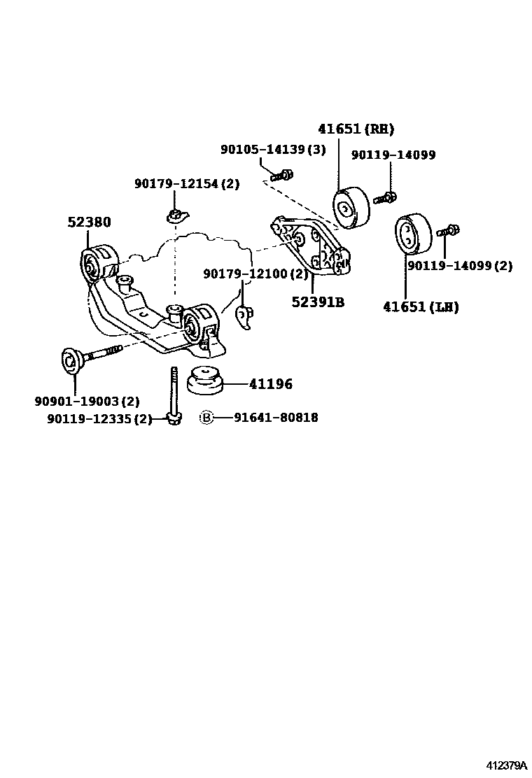 Toyota CAMRY 后桥壳和差速器 EPC diagram — 412379A