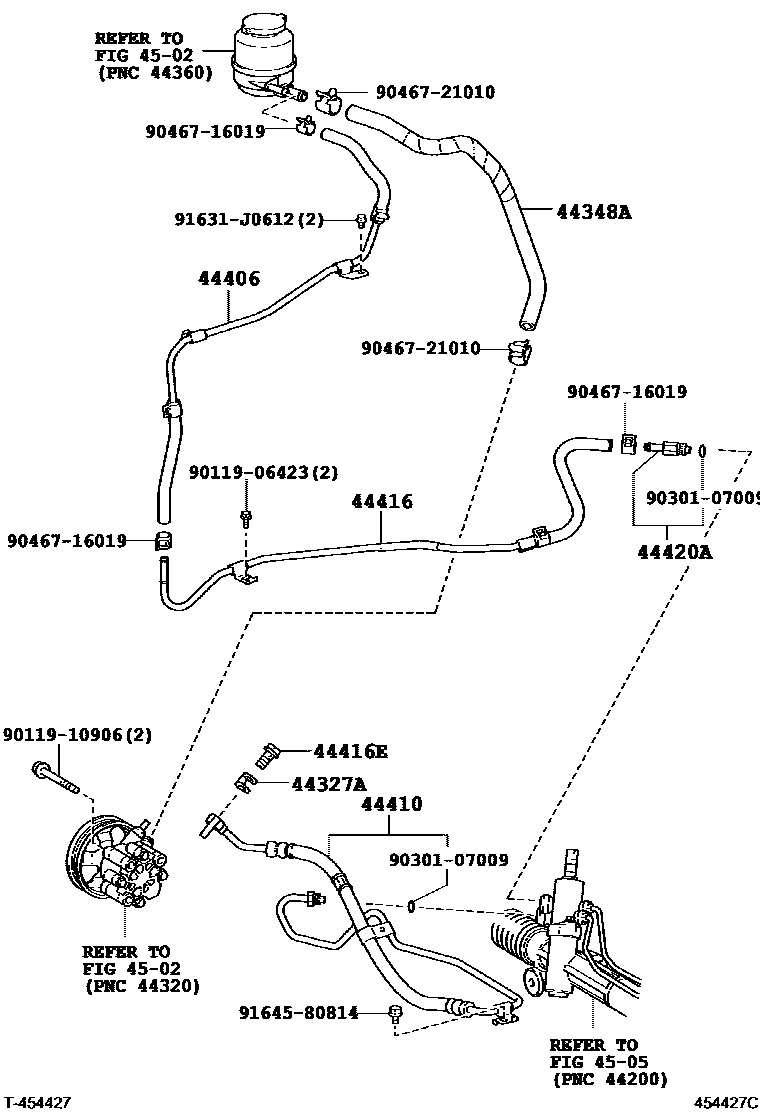 Toyota CAMRY 动力转向配管 EPC diagram — 454427C