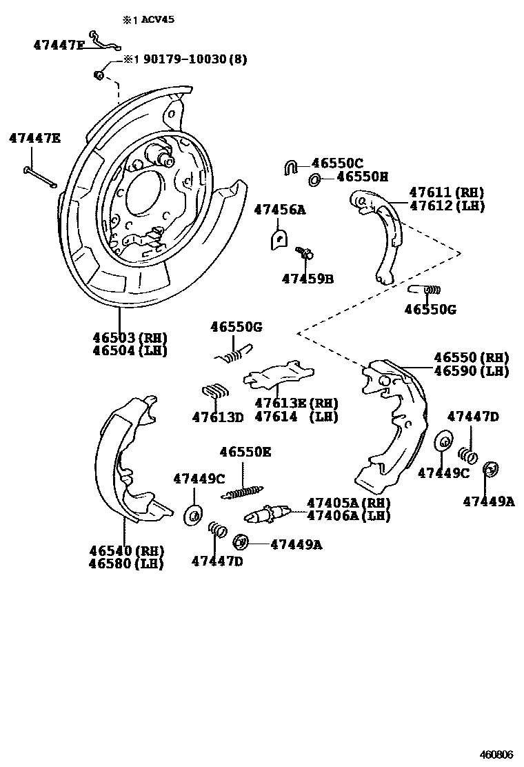 Toyota CAMRY Parking Brake & Cable EPC diagram — 460806