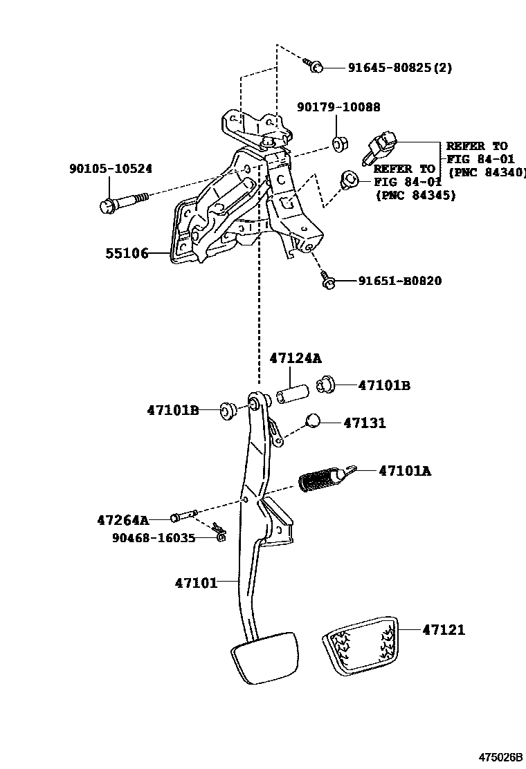Toyota CAMRY Brake Pedal & Bracket EPC diagram — 475026B