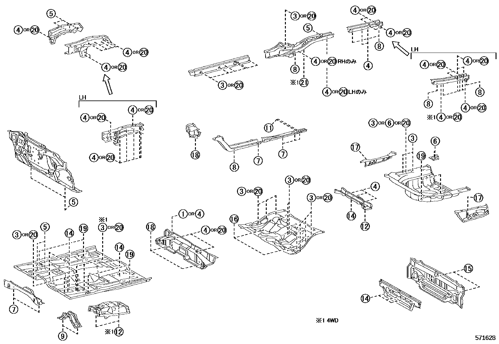 Toyota CAMRY hole plug EPC diagram — 571628