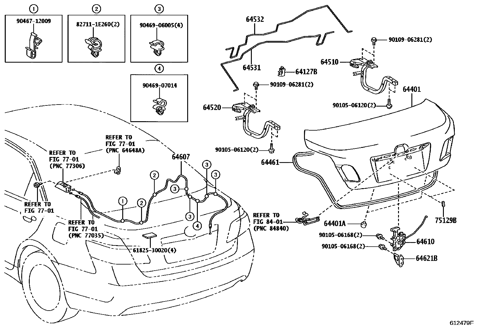Toyota CAMRY 行李箱门和行李箱锁 EPC diagram — 612479F