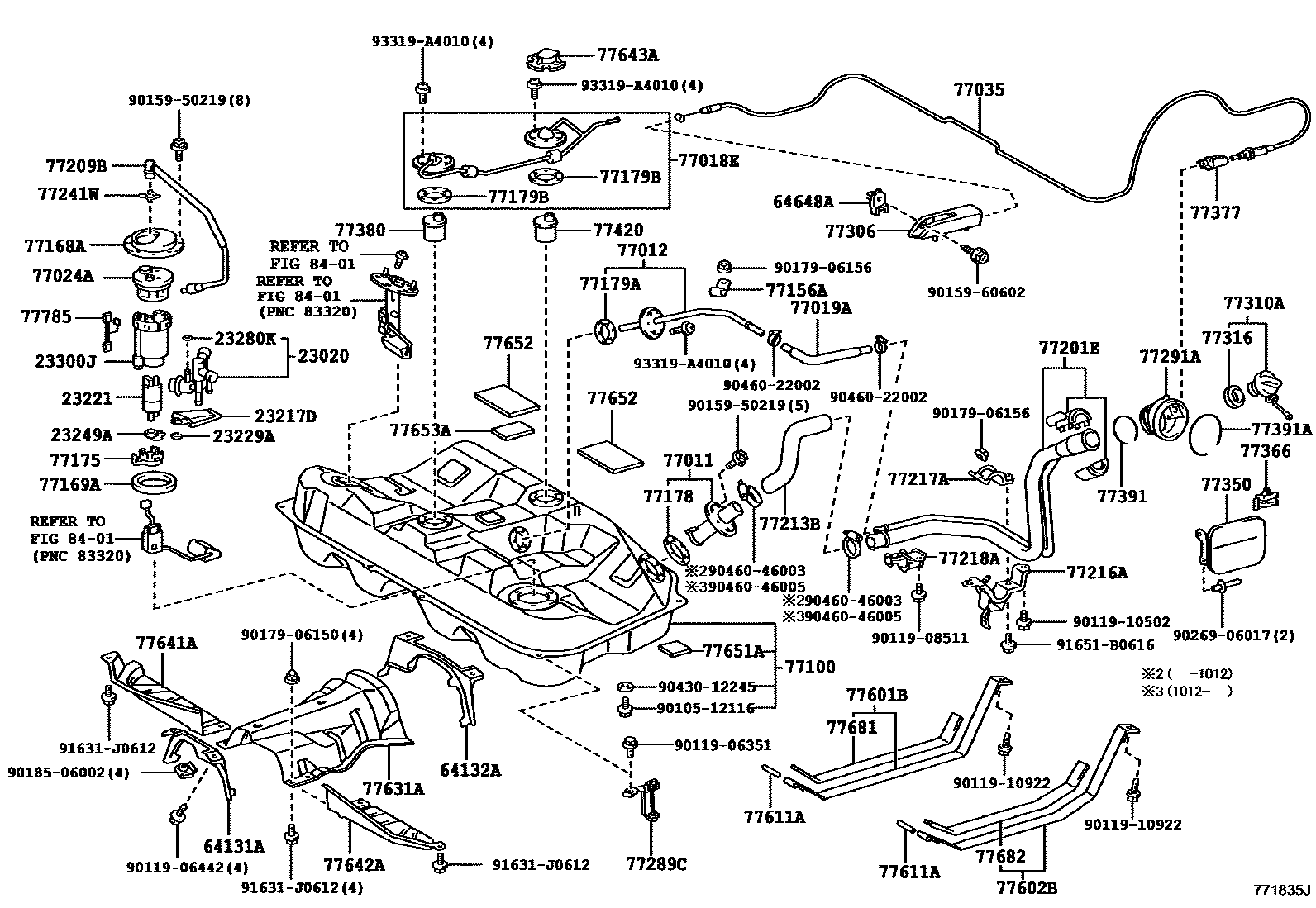 Toyota CAMRY 燃油箱和燃油管 EPC diagram — 771835J