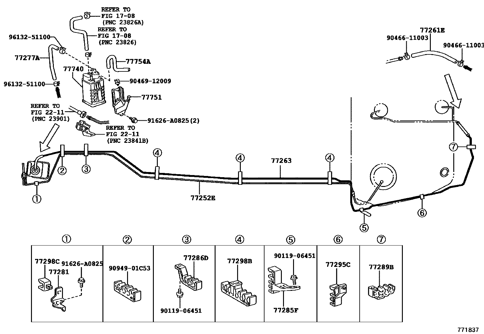 Toyota CAMRY 燃油箱和燃油管 EPC diagram — 771837